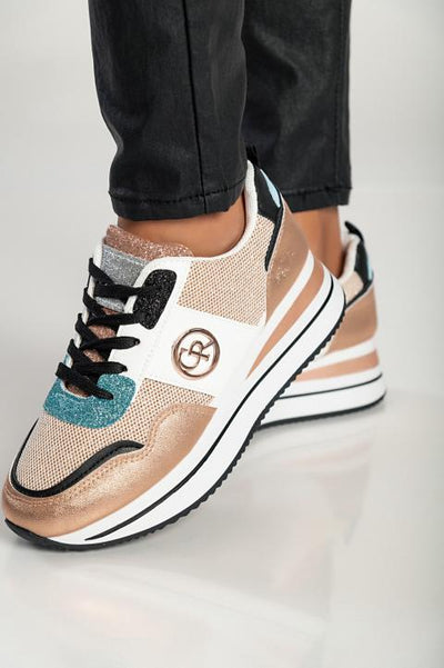 Μοντέρνα sneakers με διακοσμητική λεπτομέρεια χρώμα σαμπάνιας - 38 shoes