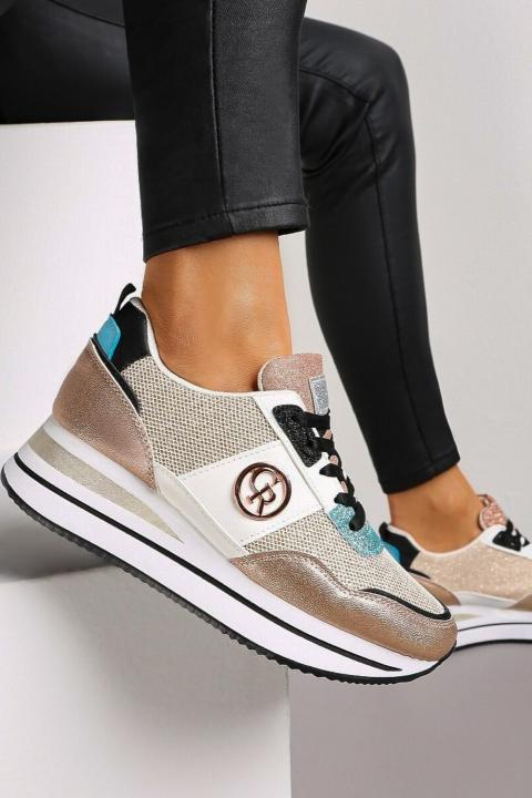 Μοντέρνα sneakers με διακοσμητική λεπτομέρεια χρώμα σαμπάνιας - shoes