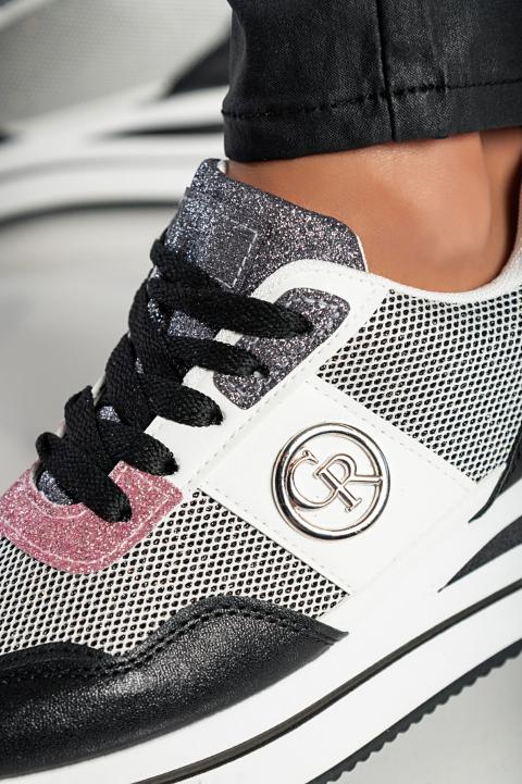 Μοντέρνα sneakers με διακοσμητική λεπτομέρεια μαύρο - shoes